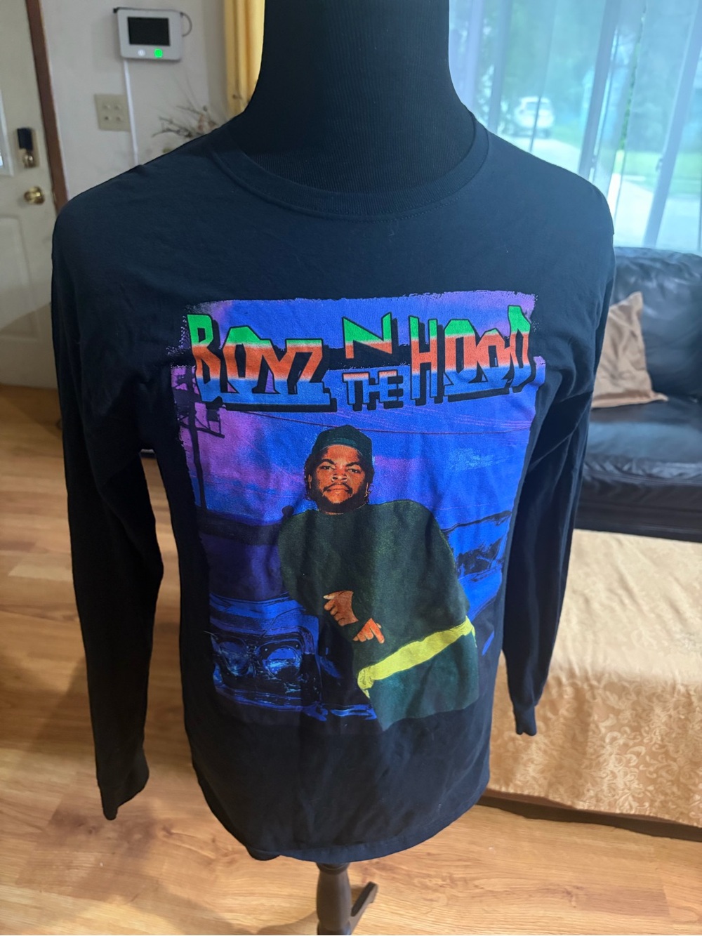 Men's Black Long-Sleeve Graphic Tee featuring Boyz N The Hood Design